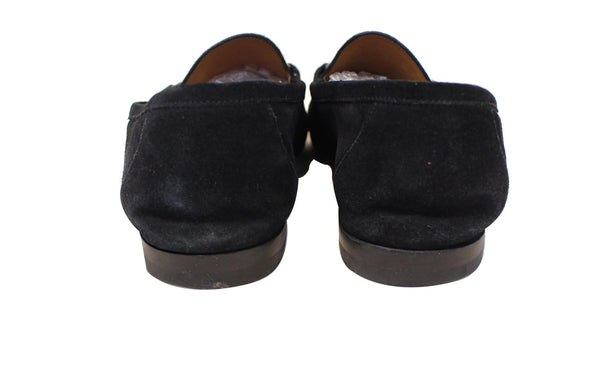 Gucci Bamboo Horsebit Black Suede Loafers 368435 Size 7