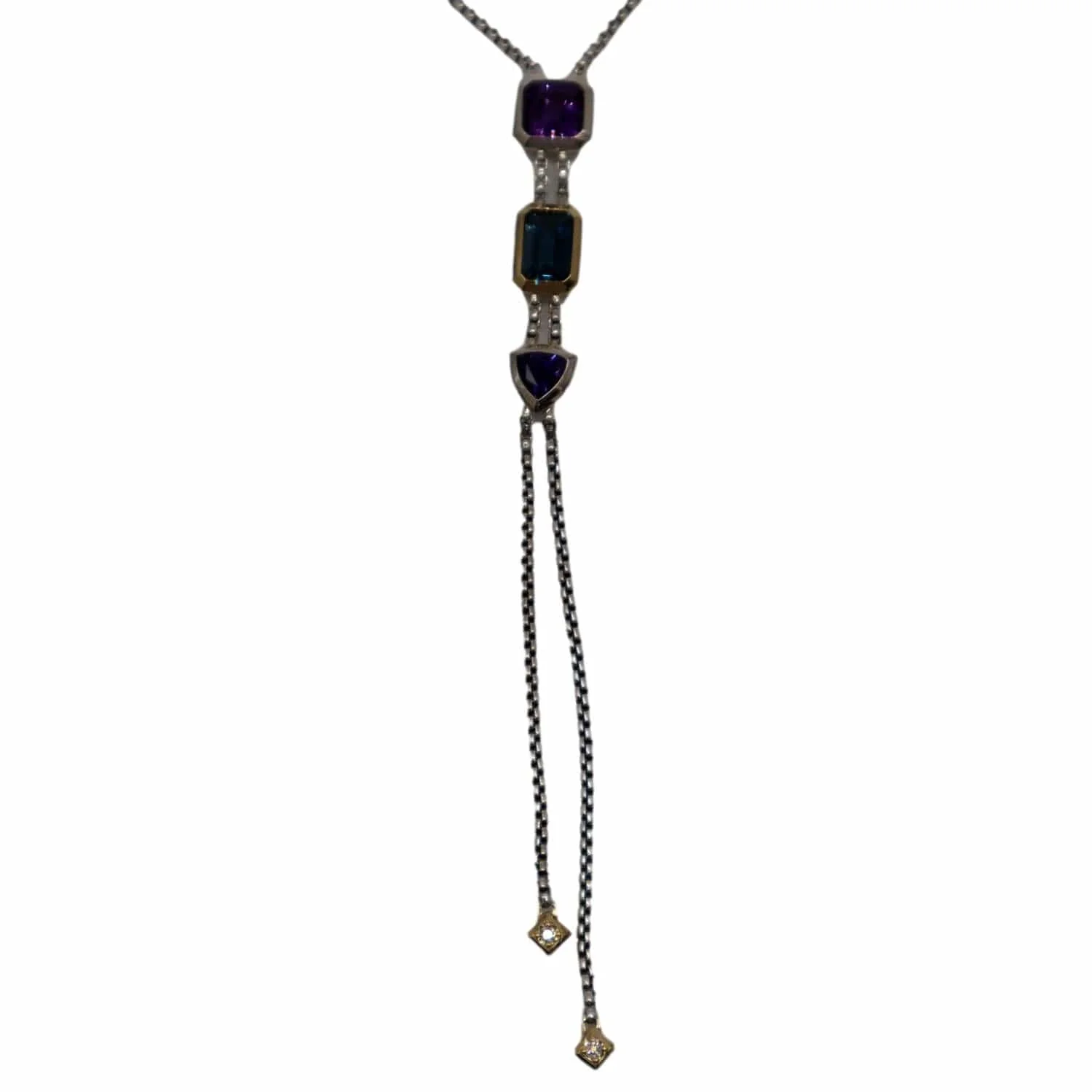 DAVID YURMAN Novella Y-Necklace Pave Diamond Silver Multicolor