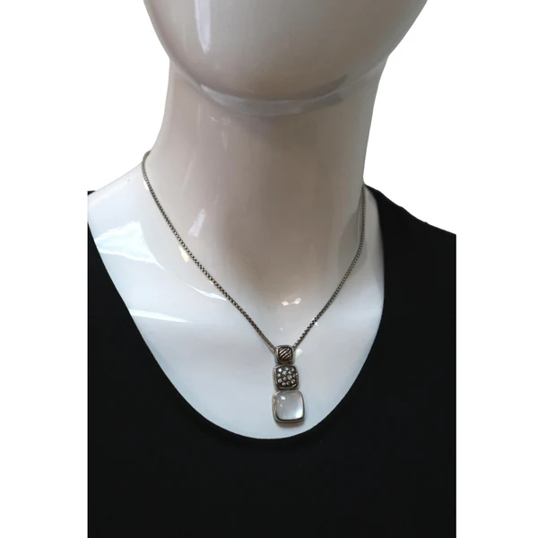 DAVID YURMAN Chiclet Small Sterling Silver Triple Drop Pendant White