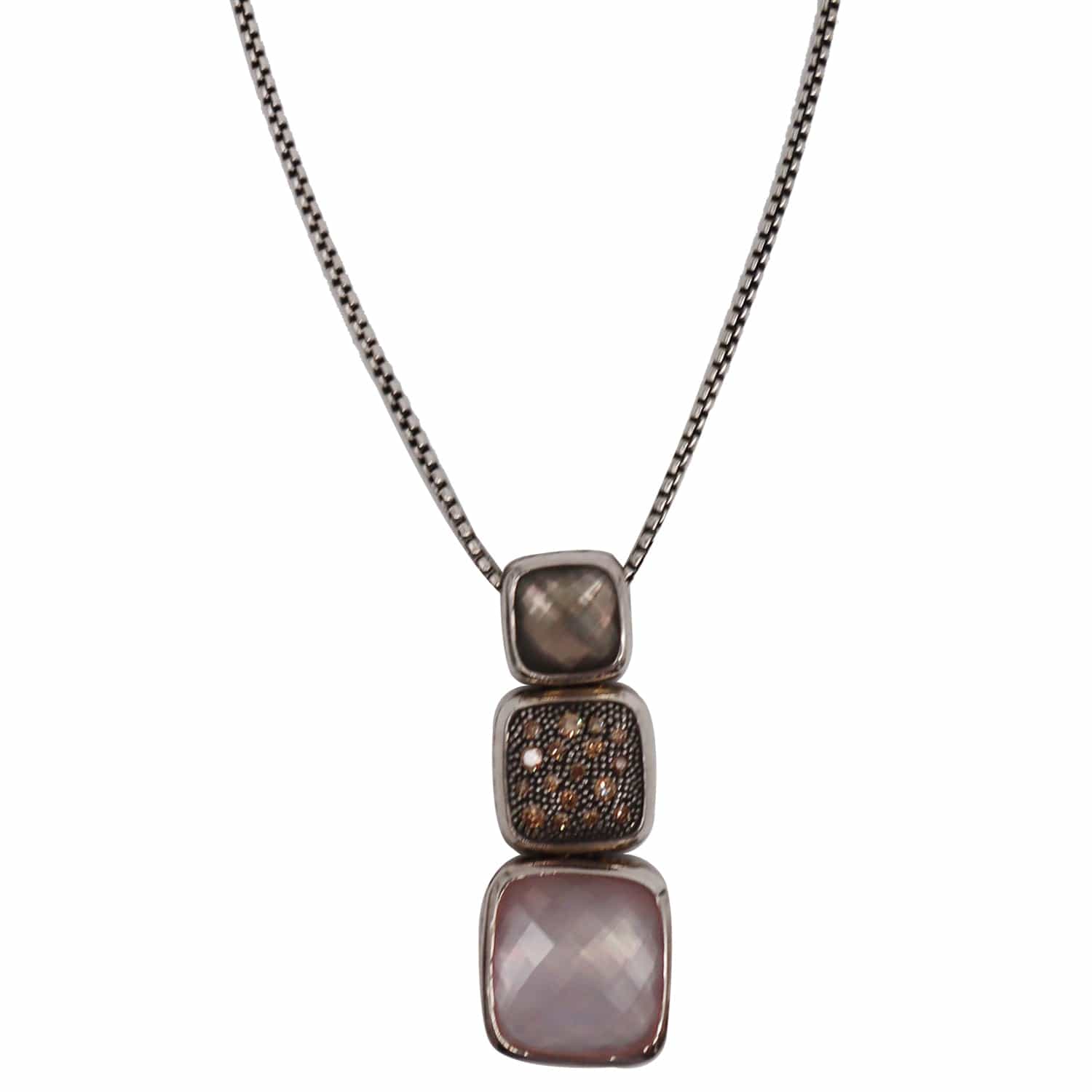 DAVID YURMAN Chiclet Small Triple Drop Pendant Grey Necklace
