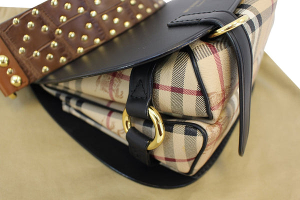 BURBERRY  Haymarket Check and Alligator Leather Bridle Bag