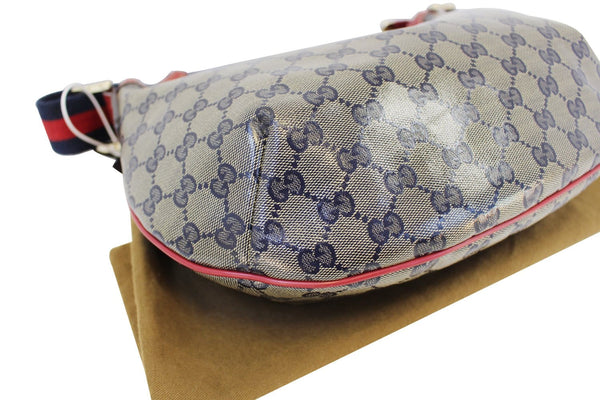 Gucci GG Canvas Messenger Bag Red Navy Blue - corner