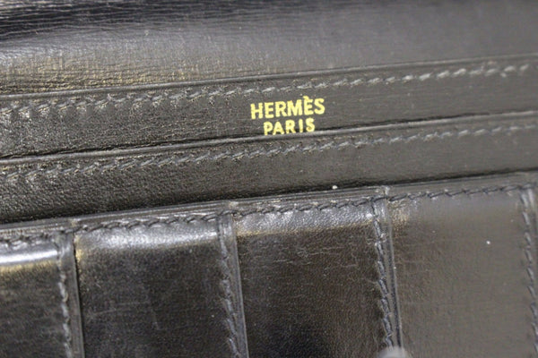 HERMES Bearn Epsom Leather Black Long Bifold Wallet