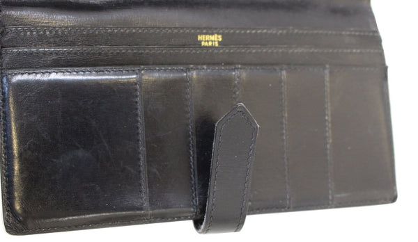 HERMES Bearn Epsom Leather Black Long Bifold Wallet