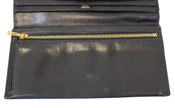 HERMES Bearn Epsom Leather Black Long Bifold Wallet