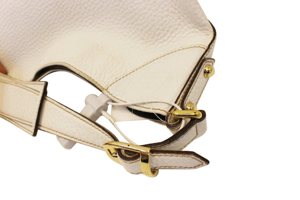GUCCI 137386 White Leather Saddle Shoulder Bag